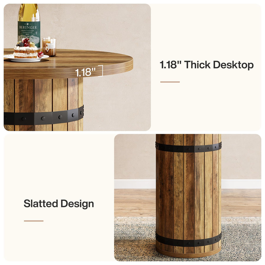 Round Bar Table, 39.4-Inch Bar Height, Bistro Pub Table