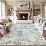 8x10 Area Rugs for Living Room - Washable Rug Modern Abstract Soft Large Neutral Non-Slip Carpet Indoor Floor Stain