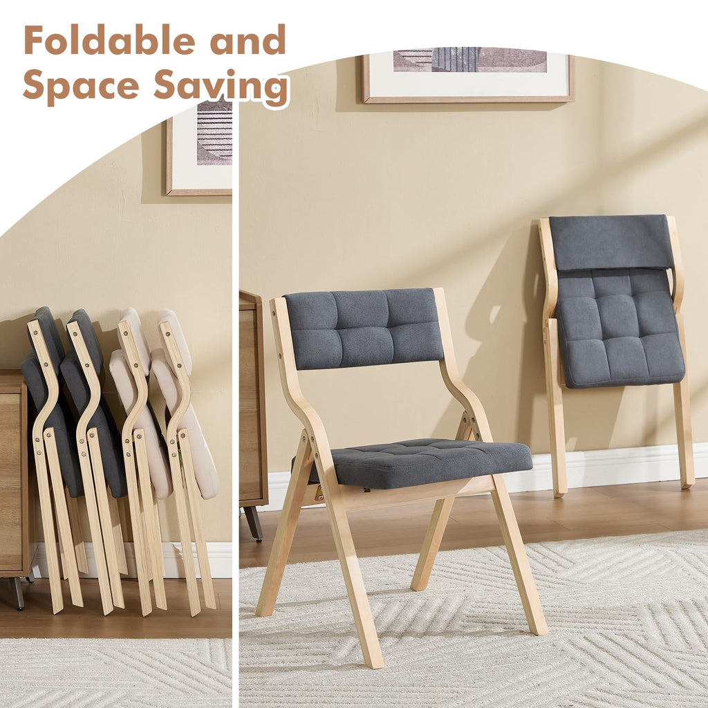 6-Pack Folding Dining Chairs with Cushion, Padded Foldable Dining Chairs, Portable Wooden Folding Chairs s Kitchen