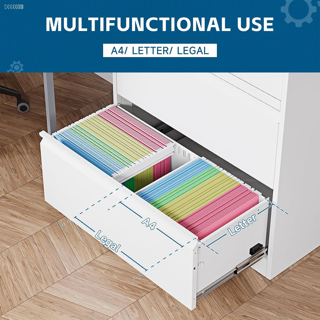 2-Drawer Metal File Cabinet, Lateral Vertical Filing Cabinets , Locking File Cabinet with Storage Shelves