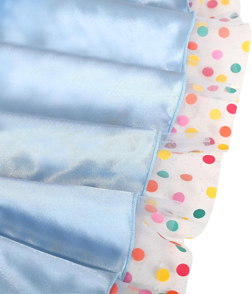Sleeveless Belted Rainbow Polka Dots Party Tulle Cami Dress