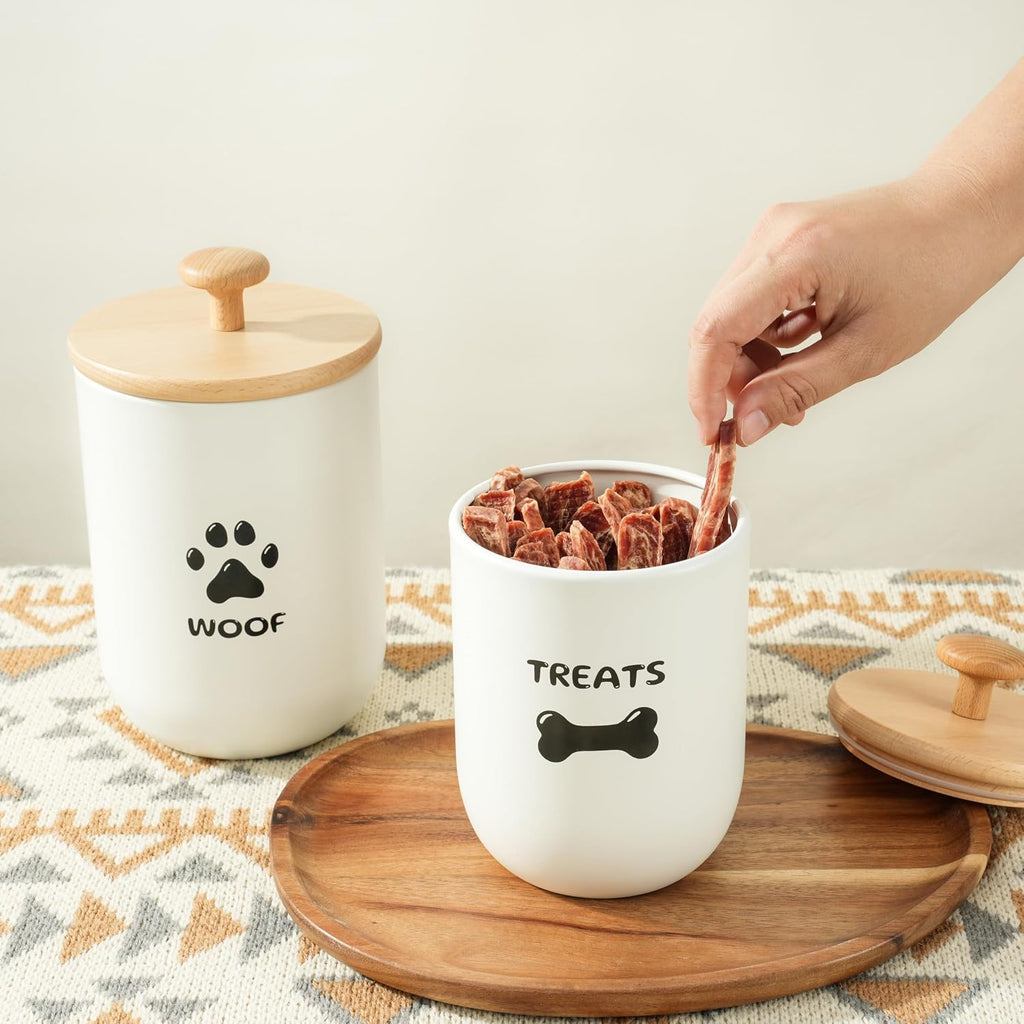 Dog Treat Container Set of 2, Dog treat jar with Airtight Lid, Small dog food container, Dog Cookie Jar Counter