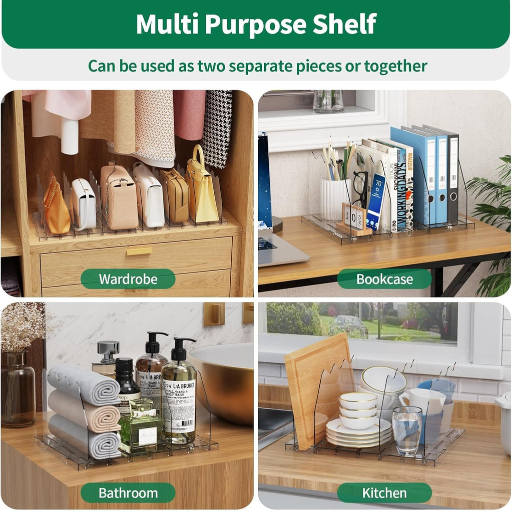 Adjustable Shelf Divider for Closet,2 Pcs Clear Purse Organizer
