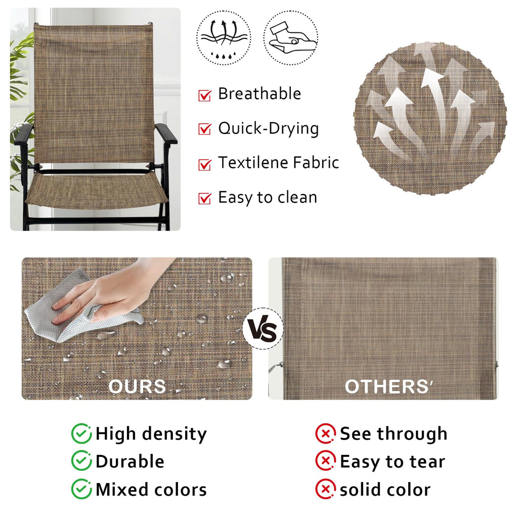 Folding Patio Chairs Set of 2 Stackable Outdoor Chairs with Armrests Backrest Portable Folding Chair Garden Camping