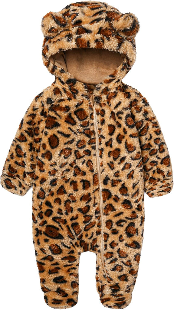 Baby Bear Winter Fleece Hooded Snowsuit Jumpsuit for Boys & Girls