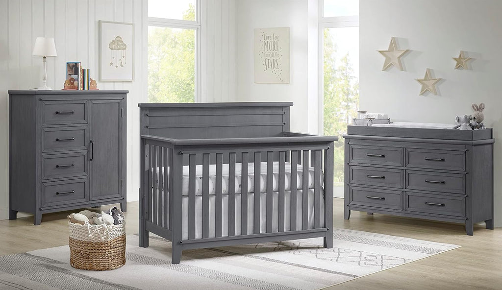 49065570 Ellison Premium Changing Topper for 6-Drawer Dresser, Wire Brush Ash Gray Finish