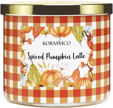 Spiced Pumpkin Latte Candle, Fall Scented Candle, Large 3 Wicks Candle, 14 oz - Set of 145