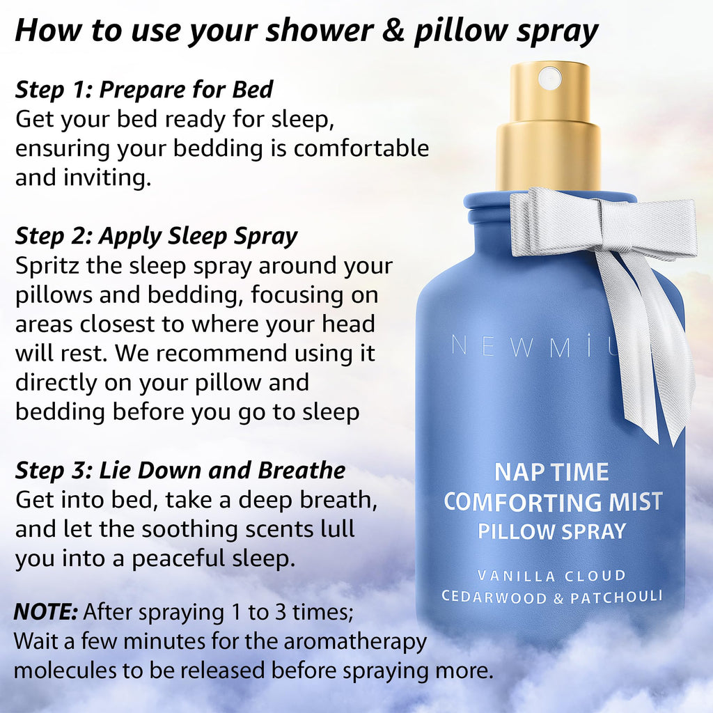 Pillow Spray Calming and Relaxing Pillow Linen Mist Vanilla Cedarwood Essential Oils Stress Relief Aromatherapy Sleep