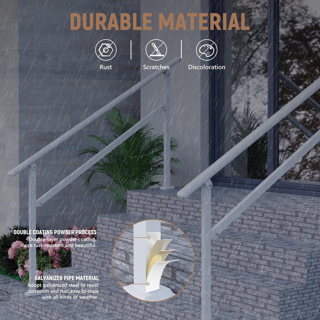 4-5 Step Hand Rails for Outdoor Steps White