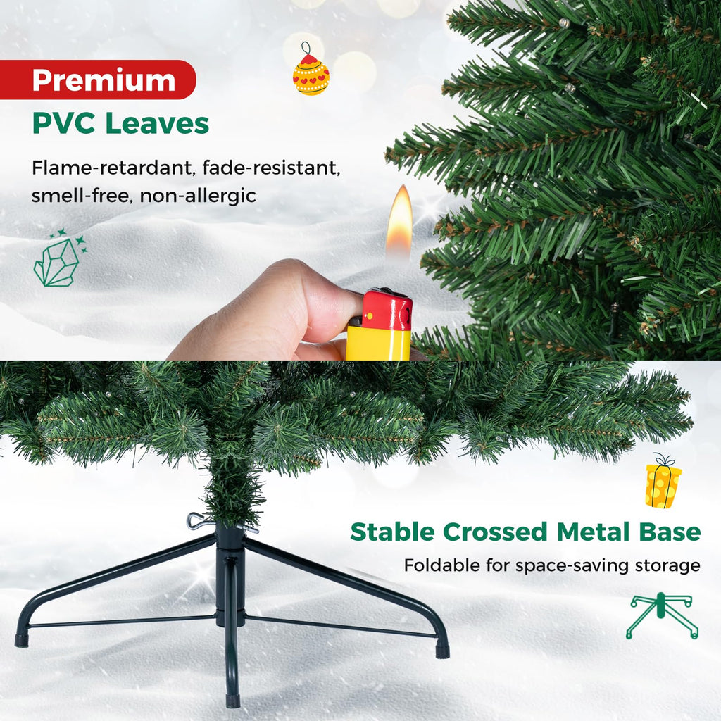 6 FT Artificial Pre-Lit Half Christmas Tree for Wall and Corner