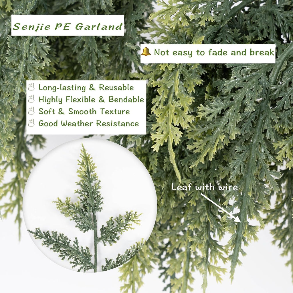 9FT Christmas Cedar Garland Deluxe Real Touch Greenery for Mantle Decor