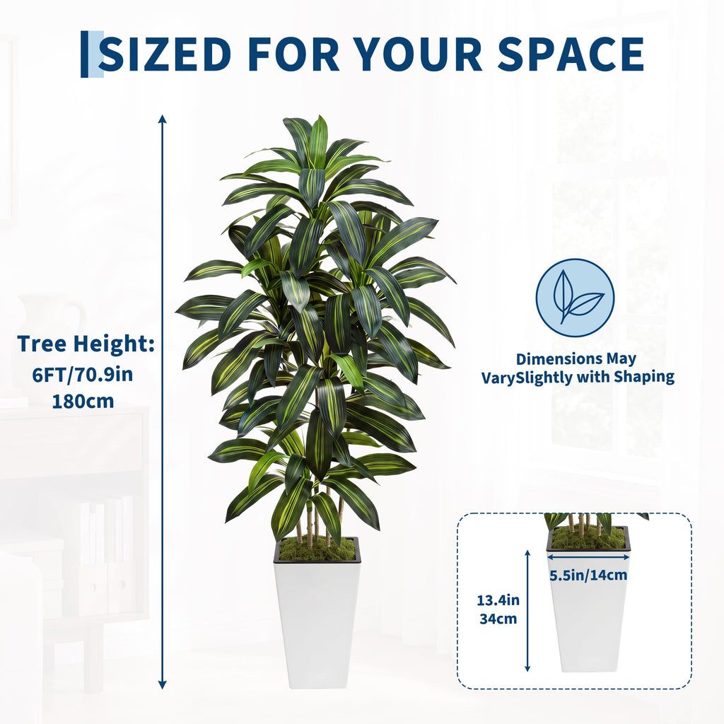 Artificial Dracaena Tree with Tall Planter, 5/6/7FT Fake Plants