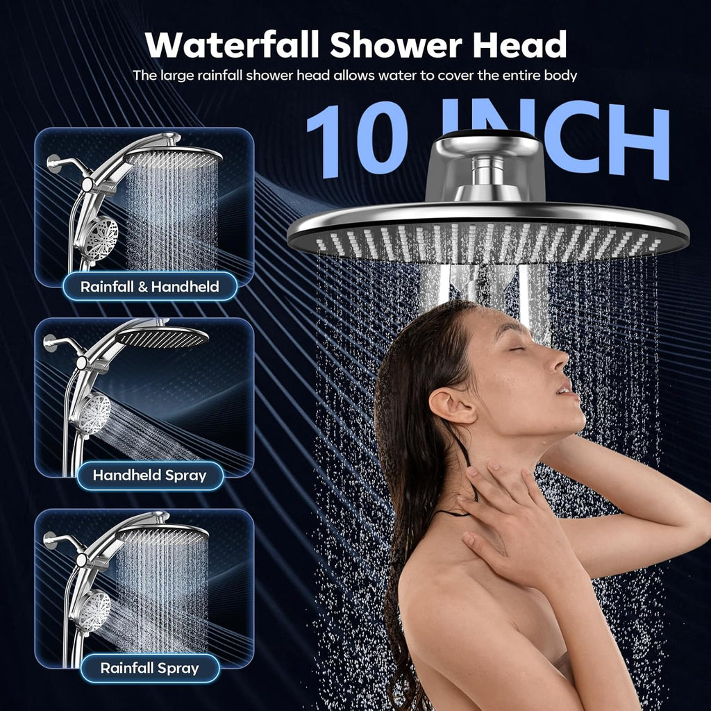 Shower Head with filtered Handheld High Pressure daul Shower Heads with Handheld Spray Combo and 10 Sprays Handheld