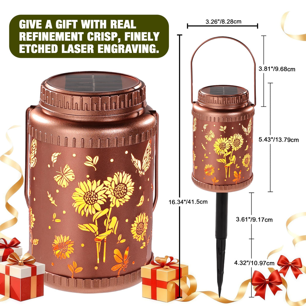 6 Pack Solar Stake & Hanging Lanterns Outdoor Sunflower Butterfly
