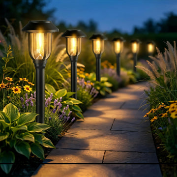 Solar Pathway Lights Outdoor 8 Pack, Warm White Solar Path Lights, Waterproof Energy Efficient Landscape Lights