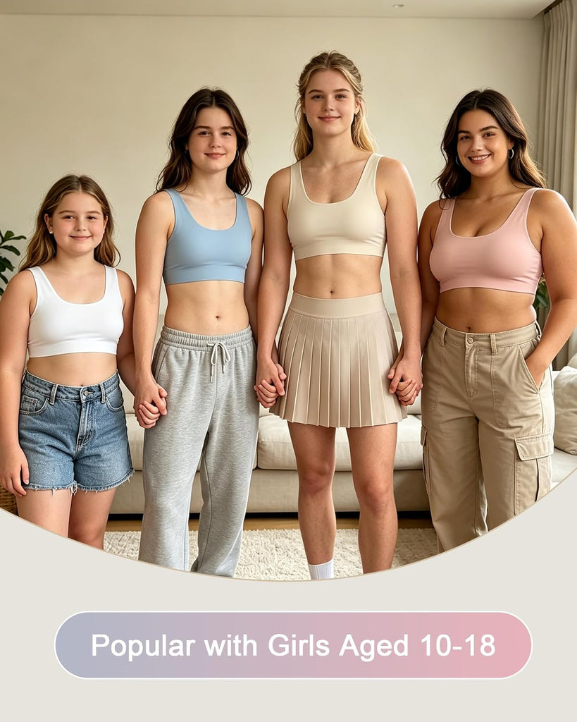 Girls'Sports Bras Wire-Free Seamless Bra with Fixed Pads Size