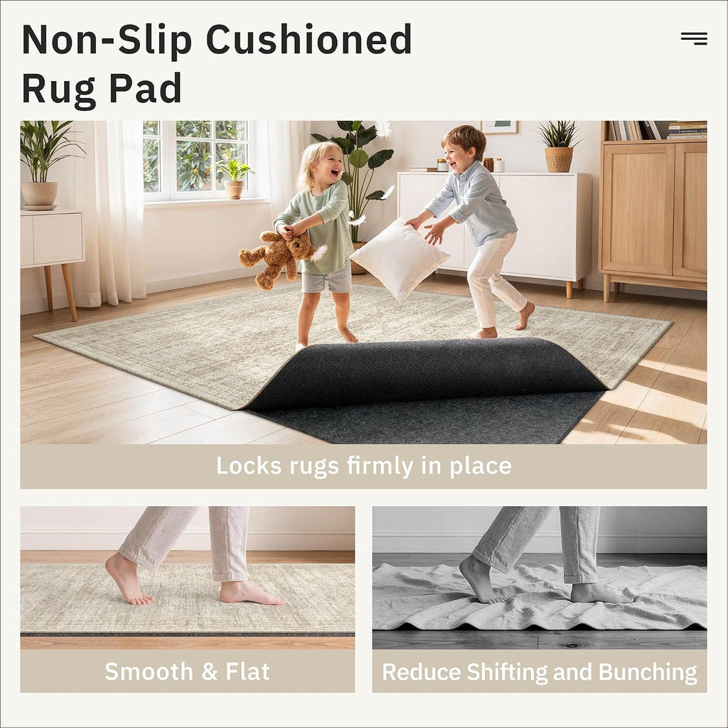 Non Slip Rug Pads 8x10, 1/4" Thick Felt Cushioned Rug Gripper Pad - Set of 80