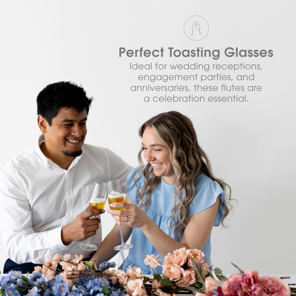 Mr. & Mrs. Champagne Flute Set - Elegant His and Hers Wedding Toasting Glasses for Unforgettable Celebrations, Bridal