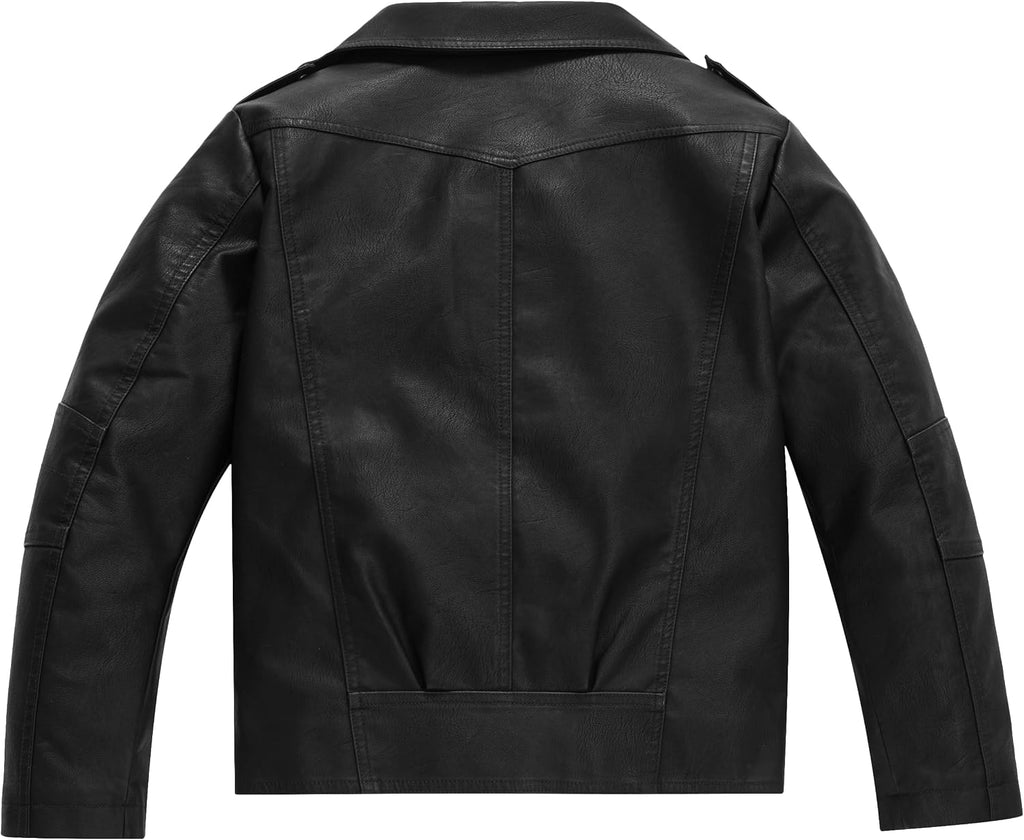 Boys' & Girls' Faux Leather Motorcycle Bomber Jacket