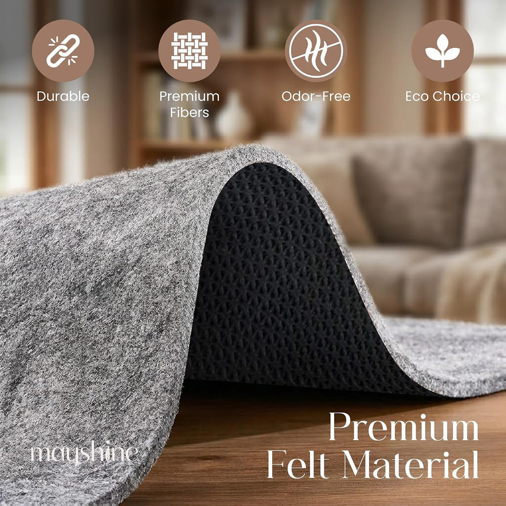 Non Slip Rug Pad 5x7 Feet, 4/25" Thick Felt Cushioned Rubber Rug Gripper Pad for Hardwood, Laminate, Stone, Tile - Set of 35