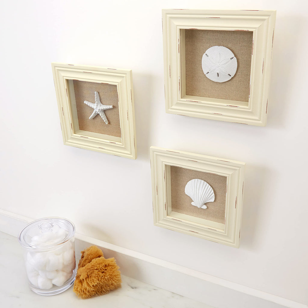Beach Wall Decor, Set of 3 Frames for Ocean Bathroom or Beachy Room