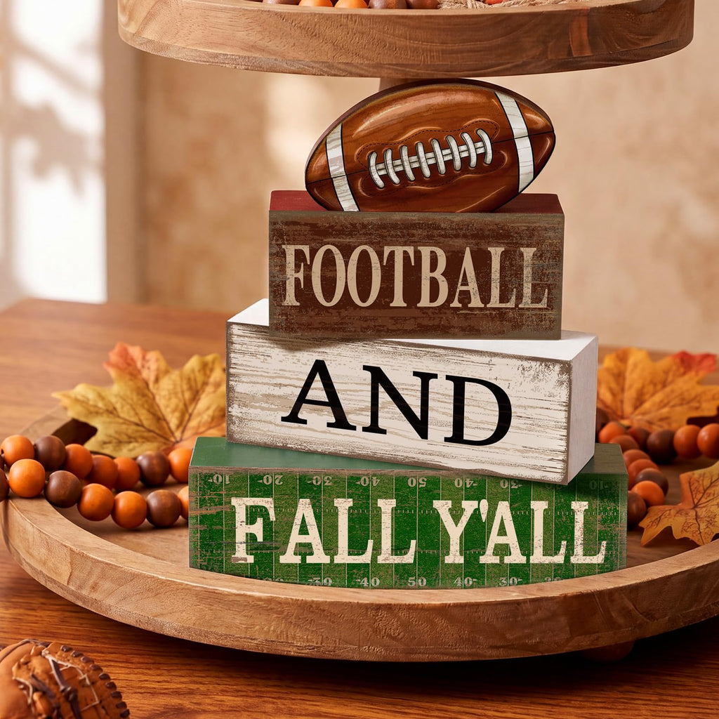 4 Pcs Fall Football Table Decorations Sport Block Sign