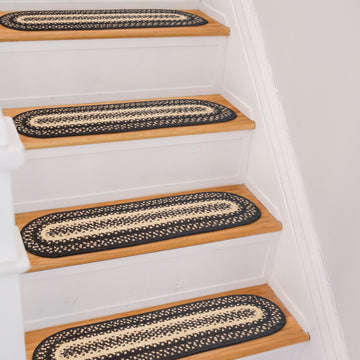 Manchester Jute Braided Stair Treads, Oval 8x28" Set of 13