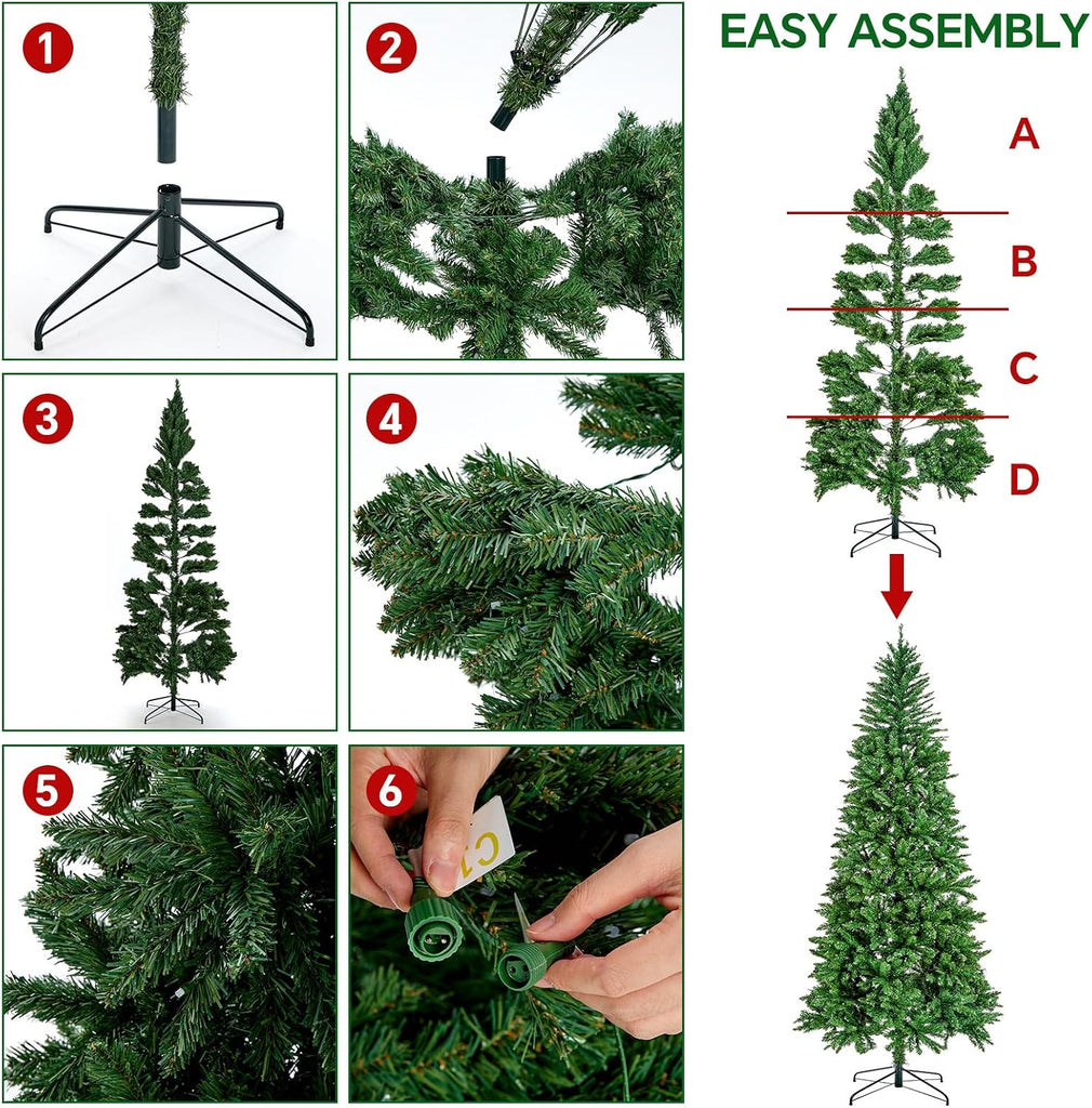 9 FT 550 LED Lights Smart Prelit Pencil Christmas Tree