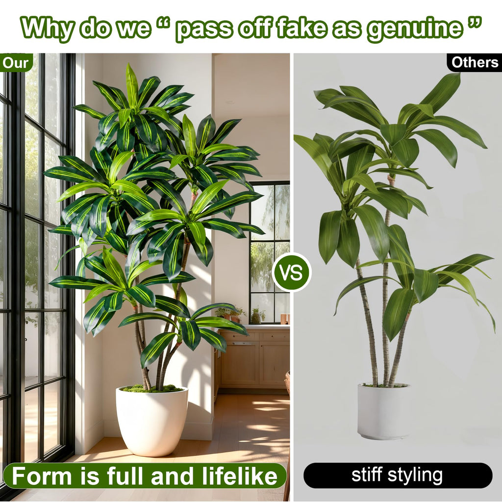 Tall Fake Tree Artificial Trees Plant with White Planter Pot Indoor Outdoor Potted Silk Plants Large Faux Trees loor