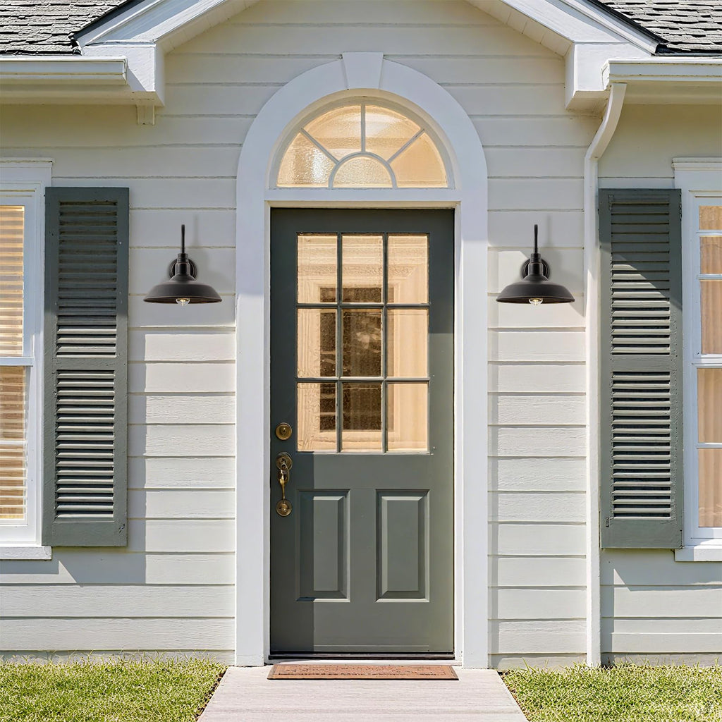 14in Outdoor Gooseneck Barn Light for Garage, 2 Pack Bronze Exterior Wall Lights Fixture for Porch, Outside Farmhouse