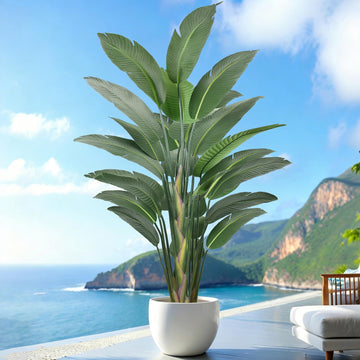 9FT Artificial Bird of Paradise Tree, Black Pot