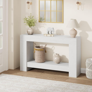 47" Farmhouse 2-Tier Console Table, White