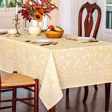 Yellow Floral Farmhouse Tablecloth Square 60x60 inch