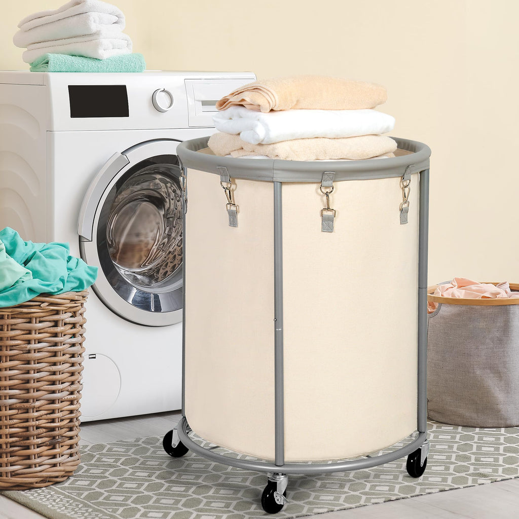 Rolling Laundry Hamper with Wheels - 185L (48 Gallon) Extra Large Industrial Clothes Laundry Basket with Removable