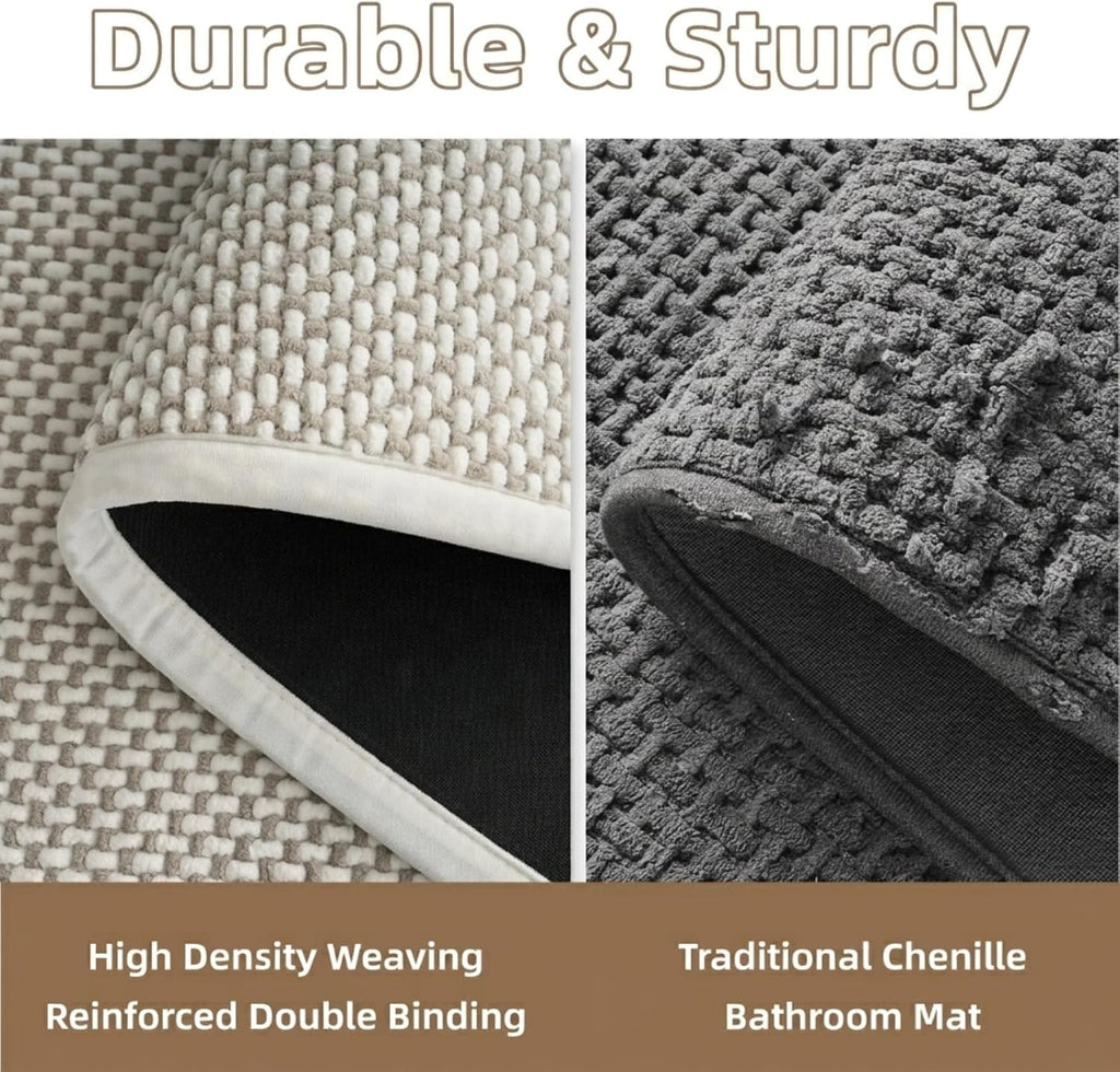 Bath Mat-Super Absorbent Chenille Bathroom Mats-Rubber Backed Bath Mats Non Slip, Easy Clean Bathroom Rugs Front of