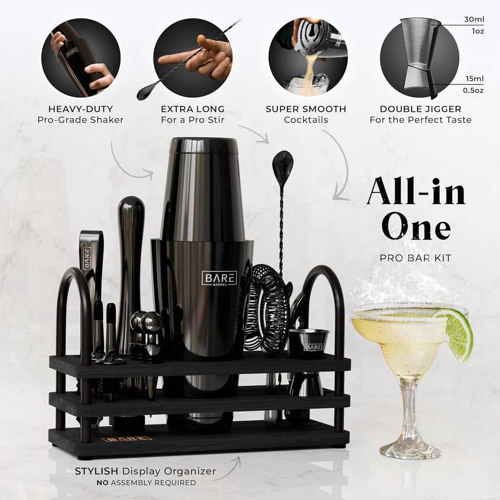 Mixology Bartender Kit Bar Set | 14-Piece Cocktail Shaker Set | Martini Barware Mixing Tools Bartending | 35 Recipe - Set of 14