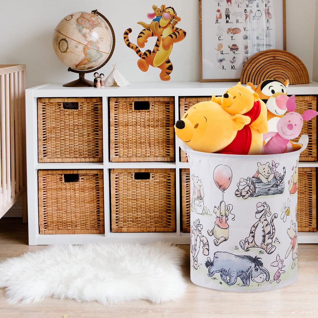 Bear Storage Basket, Nursery Large Hamper Canvas Laundry Basket Foldable With Waterproof Pe Coating, For Kids Boys And