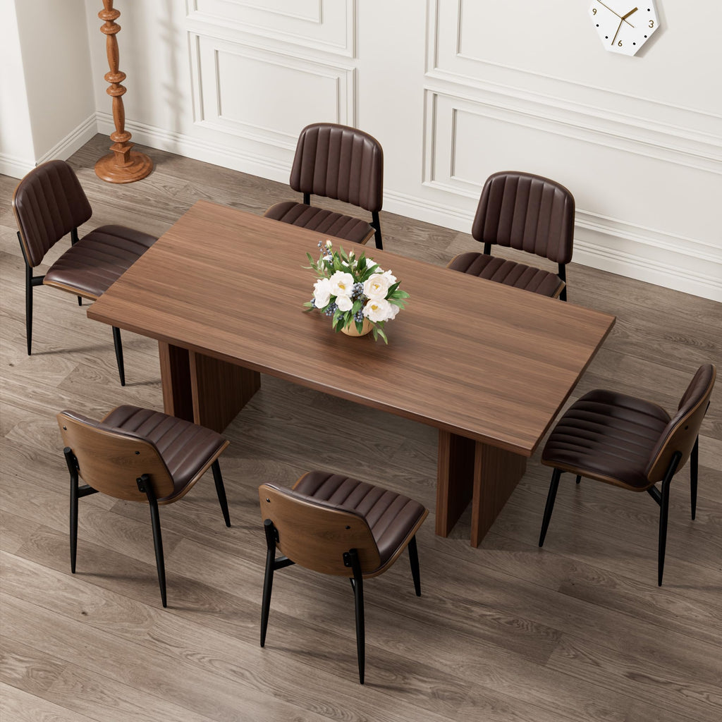 Dining Chairs Set of 8, Mid-Century Modern Kitchen Chairs, Brown