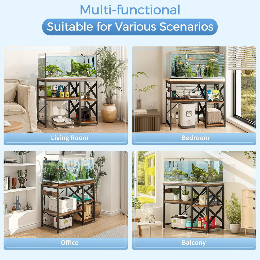 20-29-37 Gallon Fish Tank Stand with Power Outlet, Adjustable Shelf