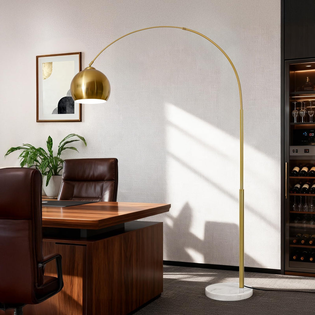 77" Arc Floor Lamp, Upgraded Gold Standing Lamp with Remote