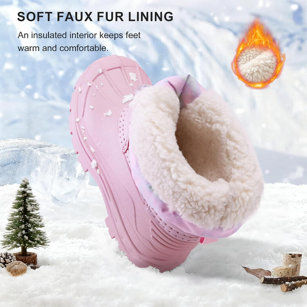 Girls Snow Boots with Zipper Kids Boys Winter Outdoor Boots
