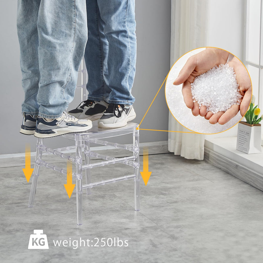 Clear Acrylic Ballroom Chairs, Transparent Plastic Chair, 1 Pack