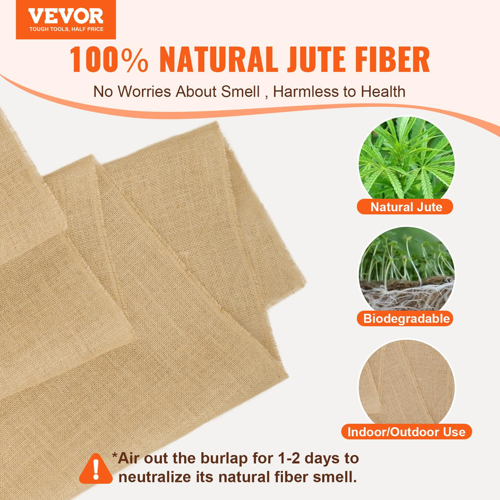 Burlap Fabric Roll, 40" x 150 ft, High Density Wide Natural Burlap Fabric Rolls, Jute Fabric Burlap Tree Wrap Roll