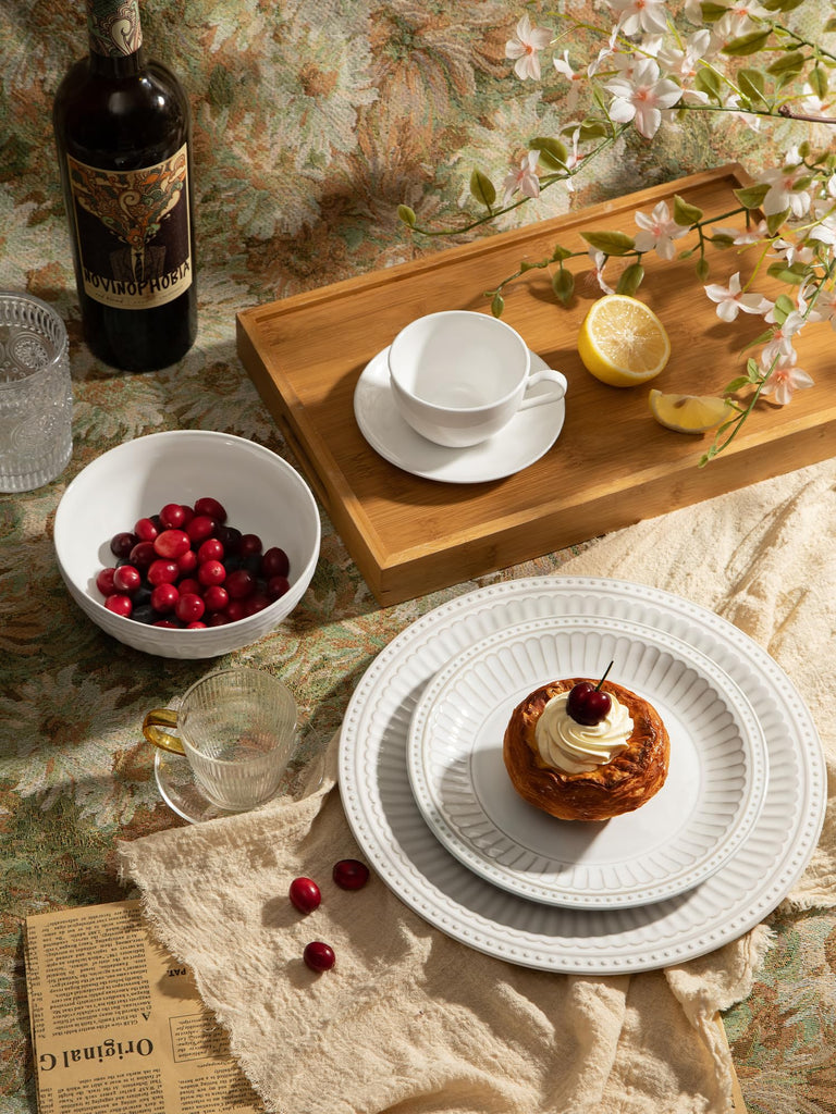 Ceramic Plates and Bowls Sets, 18pc Handmade Dinnerware Set for 6