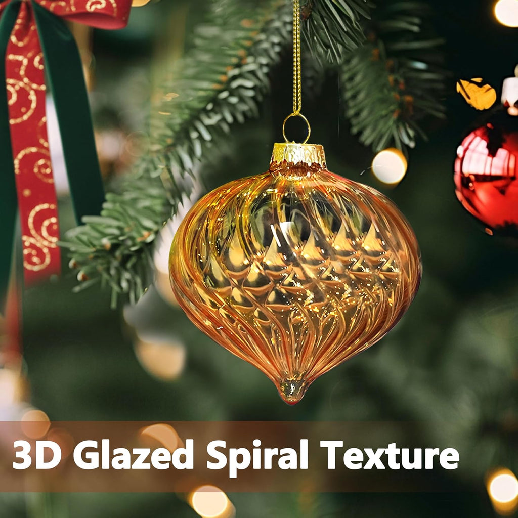 Brown Glass Christmas Ornaments, 12-Pc Vintage Ball & Onion Shapes for Tree - Set of 12