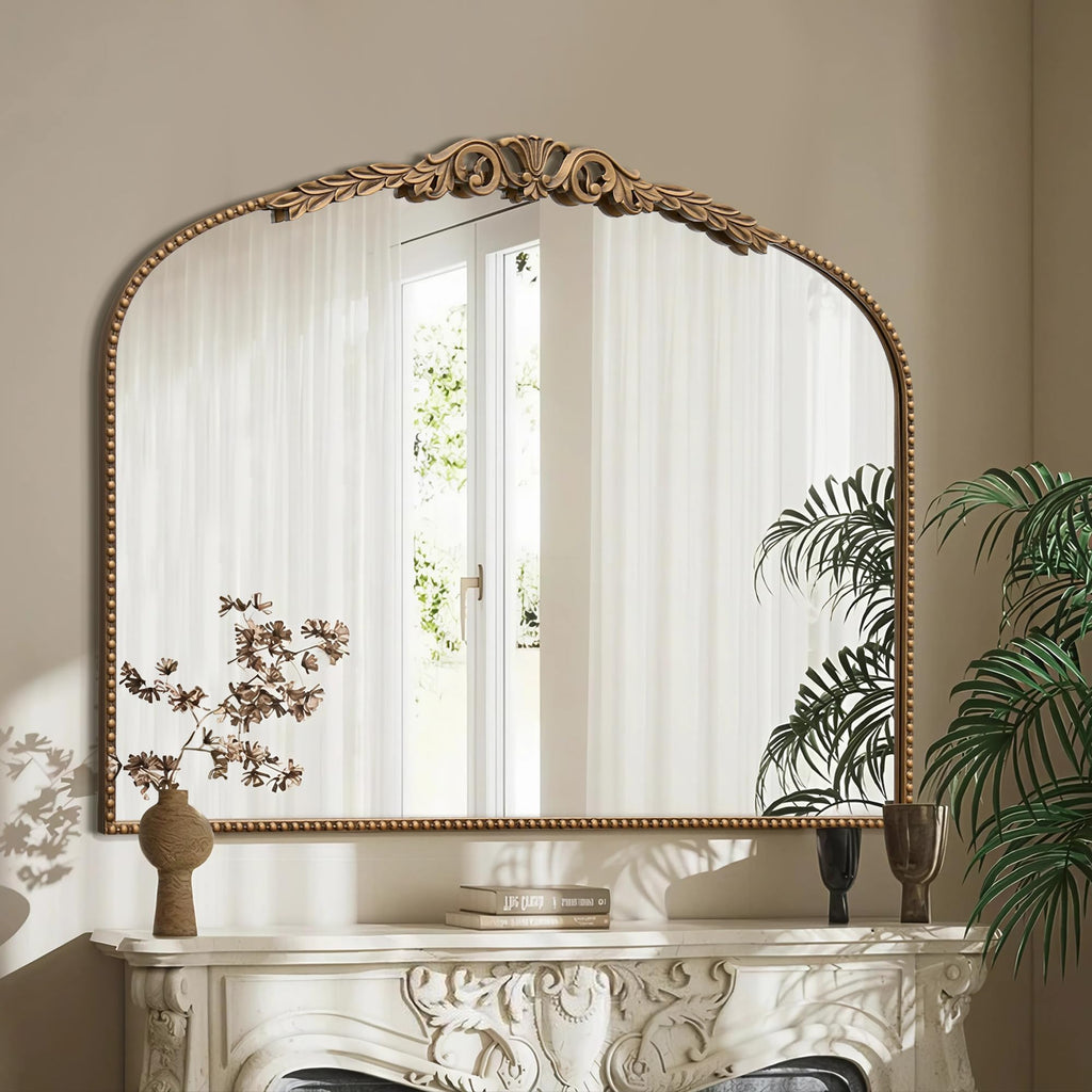 Gold Large Arched Mirror: 40"x29" French Vintage Dresser Mirror