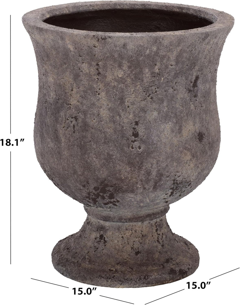 Outdoor - Remy Planter Pot with Drainage - Antique Brown Ficonstone Cement - Weather Resistant - Ideal , Garden