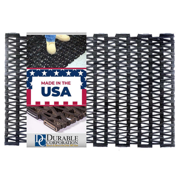 Durite Outdoor Entrance Mat Runner, Recycled Rubber Tire-Link Doormat, Heavy Duty Non-Slip Herringbone Weave, Open