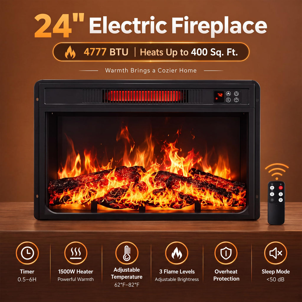 For TVs up to 65", Electric Fireplace with 3D Flame, Farmhouse LED Light Entertainment Center TV Console with with 2