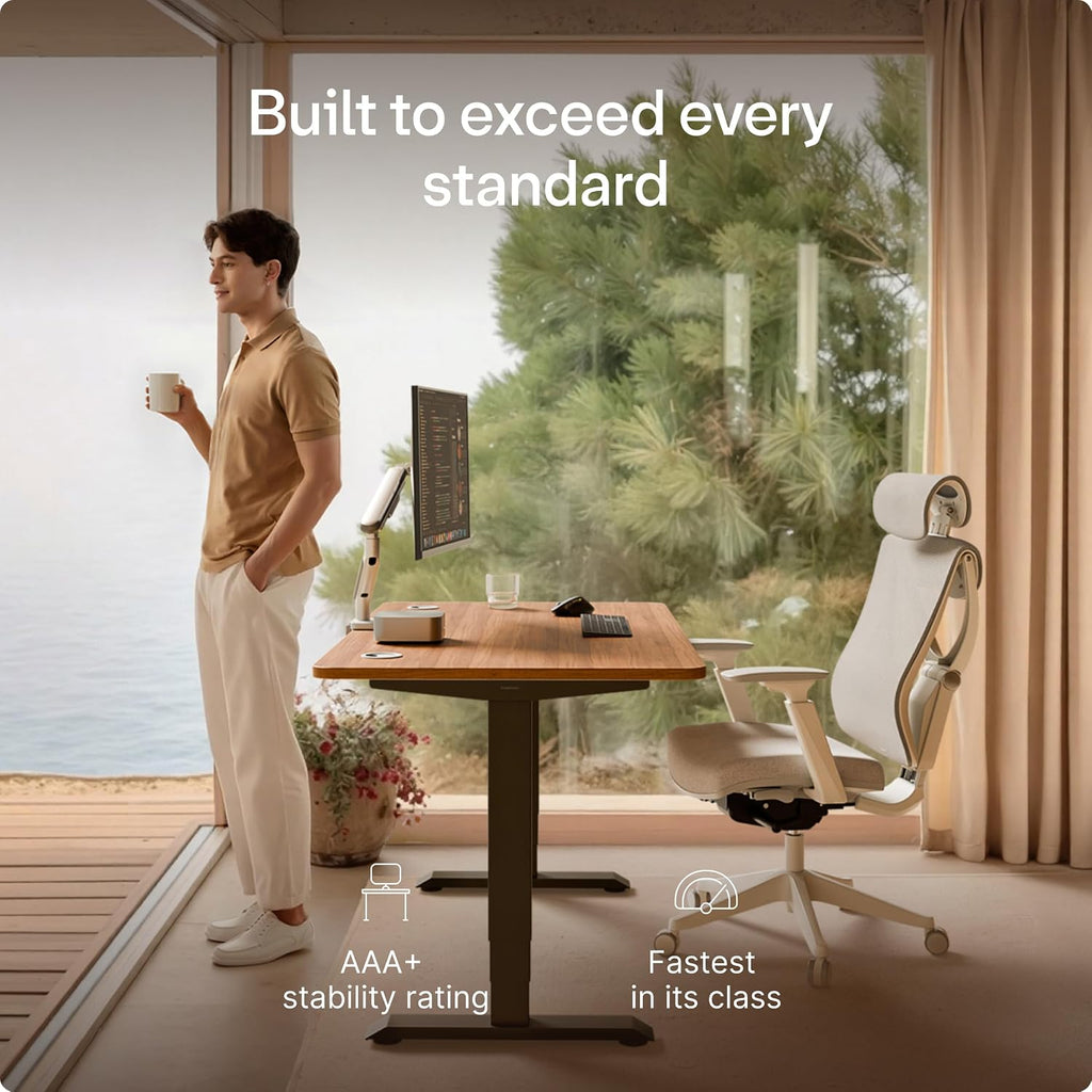 HomePro Standing Desk 60x30 - Made in Europe, Ergonomic Sit Stand Home Office Desk, Electric Height Adjustable, Dual